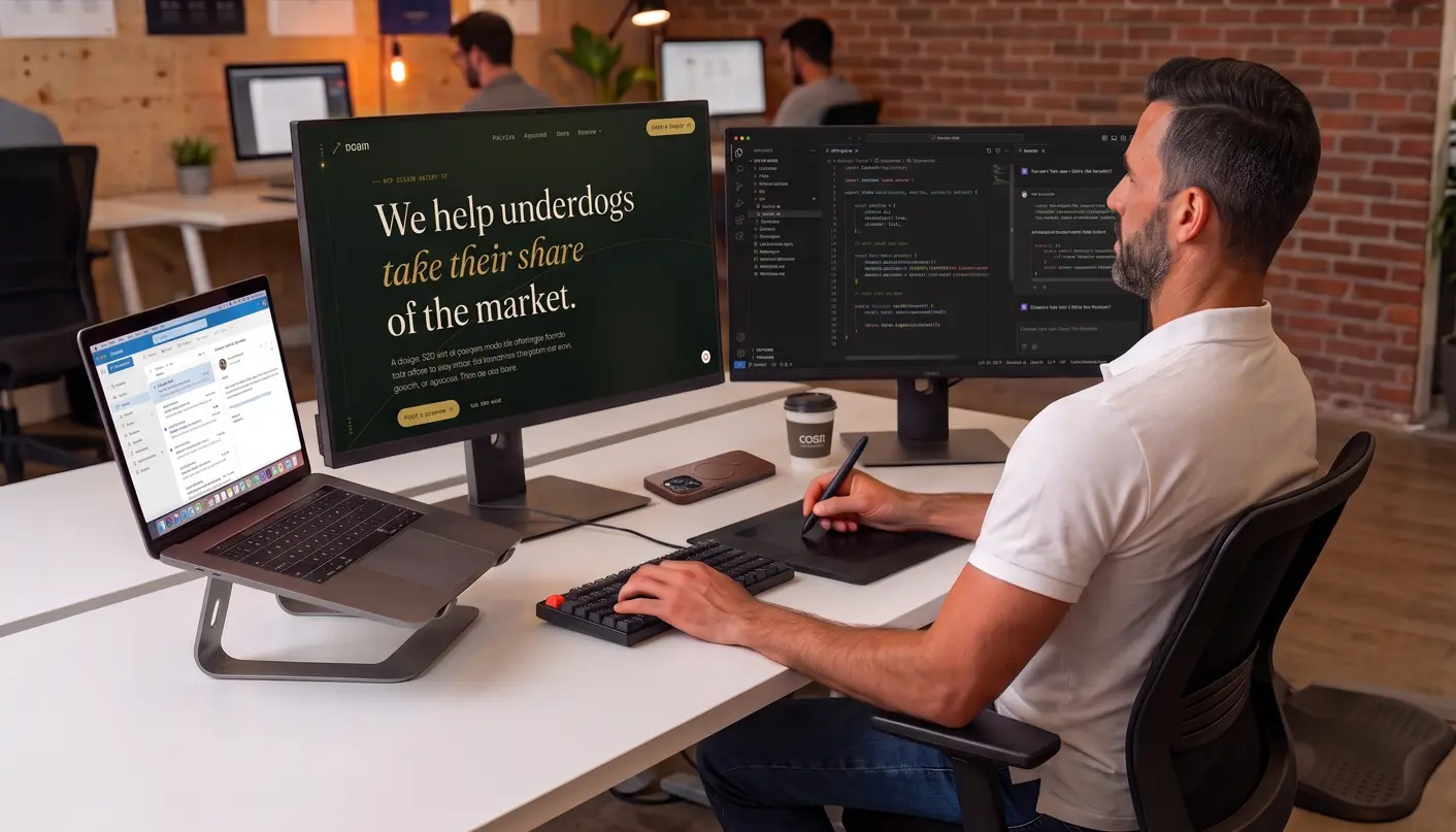 A Robin workstation with the Robin website and a code editor on screen